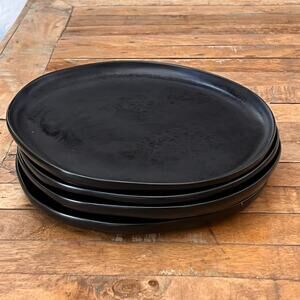 Hearth and Hand Magnolia 11" Dinner Plates Set of 4 Matte Black Stoneware